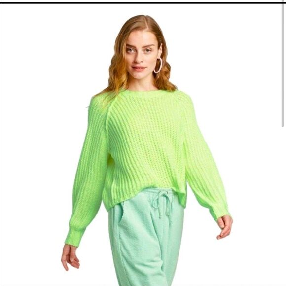 Wild Fable Women's Crewneck Raglan Pullover Sweater bright green medium large - Picture 1 of 10